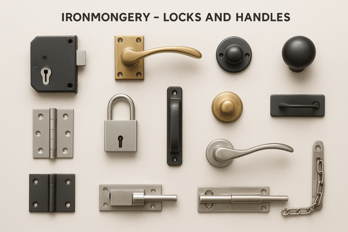 IRONMONGERY-LOCKS AND HANDLES